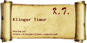 Klinger Timur névjegykártya